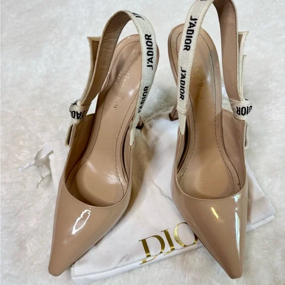 J'Adior Nude Patent Leather Slingback Pumps - Picture 2 of 7